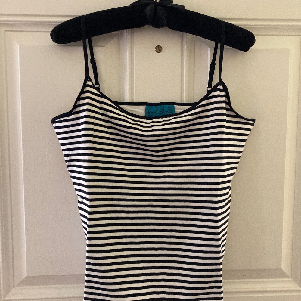 TeeCo Black & White Stripe Tank Top/Spaghetti Straps/Size XL/NWT/ON SALE $15!